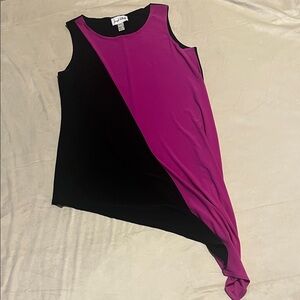 Joseph Ribkoff Black and Pink Asymmetrical Top